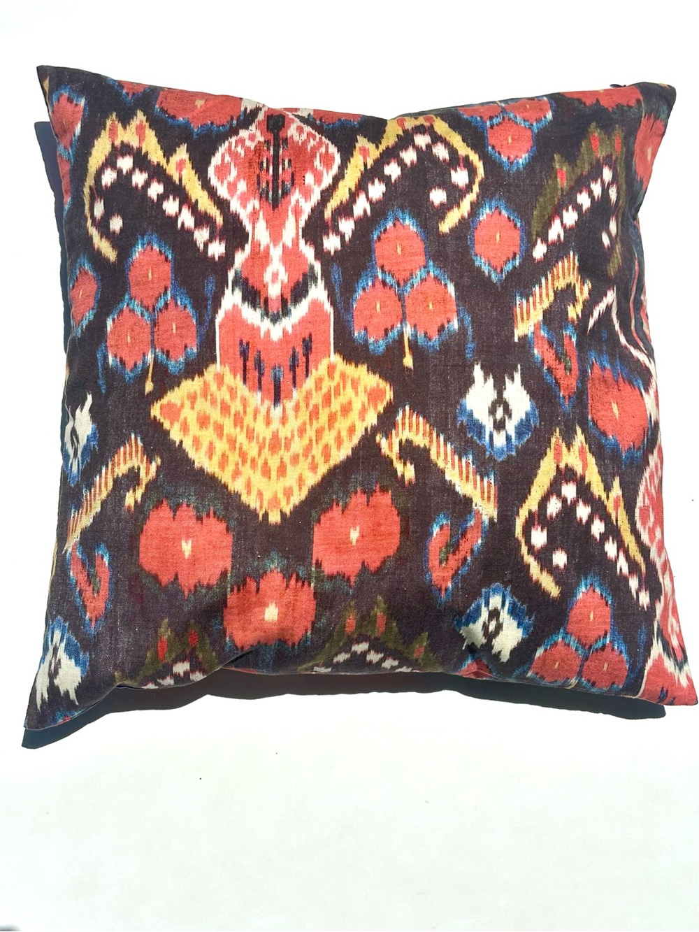 Pottery Barn Linen Cotton Ikat Pattern Throw Pillow - Red Brown Orange, 20x20” - Picture 1 of 6